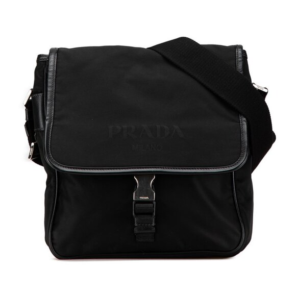 PRADA Black Leather Shoulder Bag